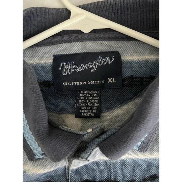 Vintage 90s Wrangler Western Blue Polo Bull Cow Skull Rodeo Cowboy Longhorn XL - Picture 3 of 7